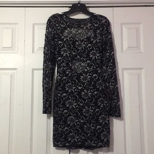 Floral mesh open back dress